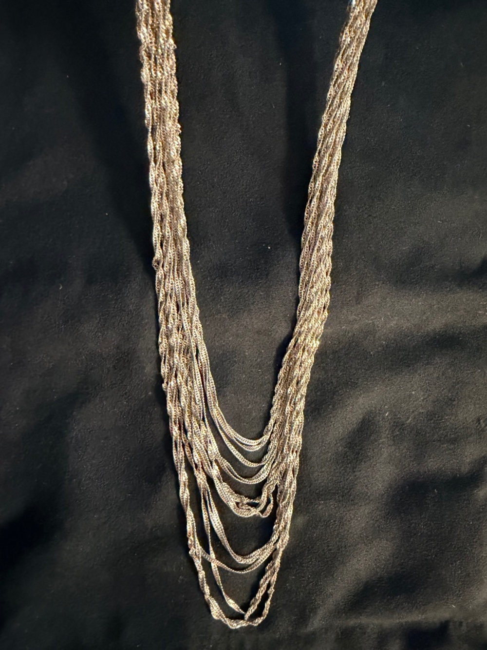 Black Leather and Silver Multi chain necklace